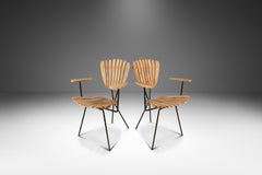 Set of 4 Restored Wrought Iron & Birch Chairs by Arthur Umanoff, USA, c. 1960s