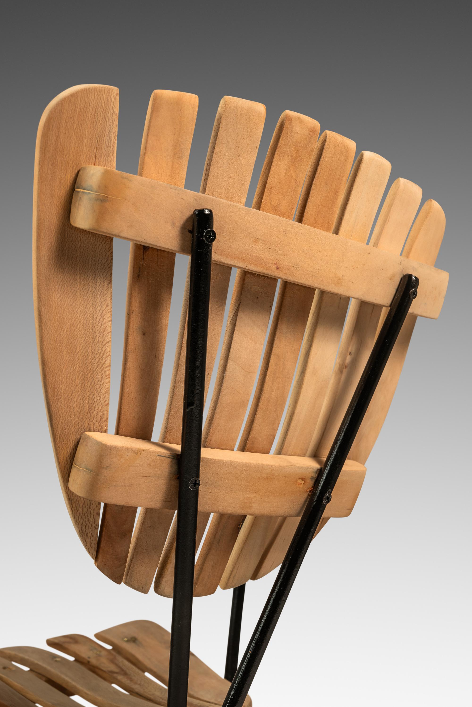Set of 4 Restored Wrought Iron & Birch Chairs by Arthur Umanoff, USA, c. 1960s For Sale 14