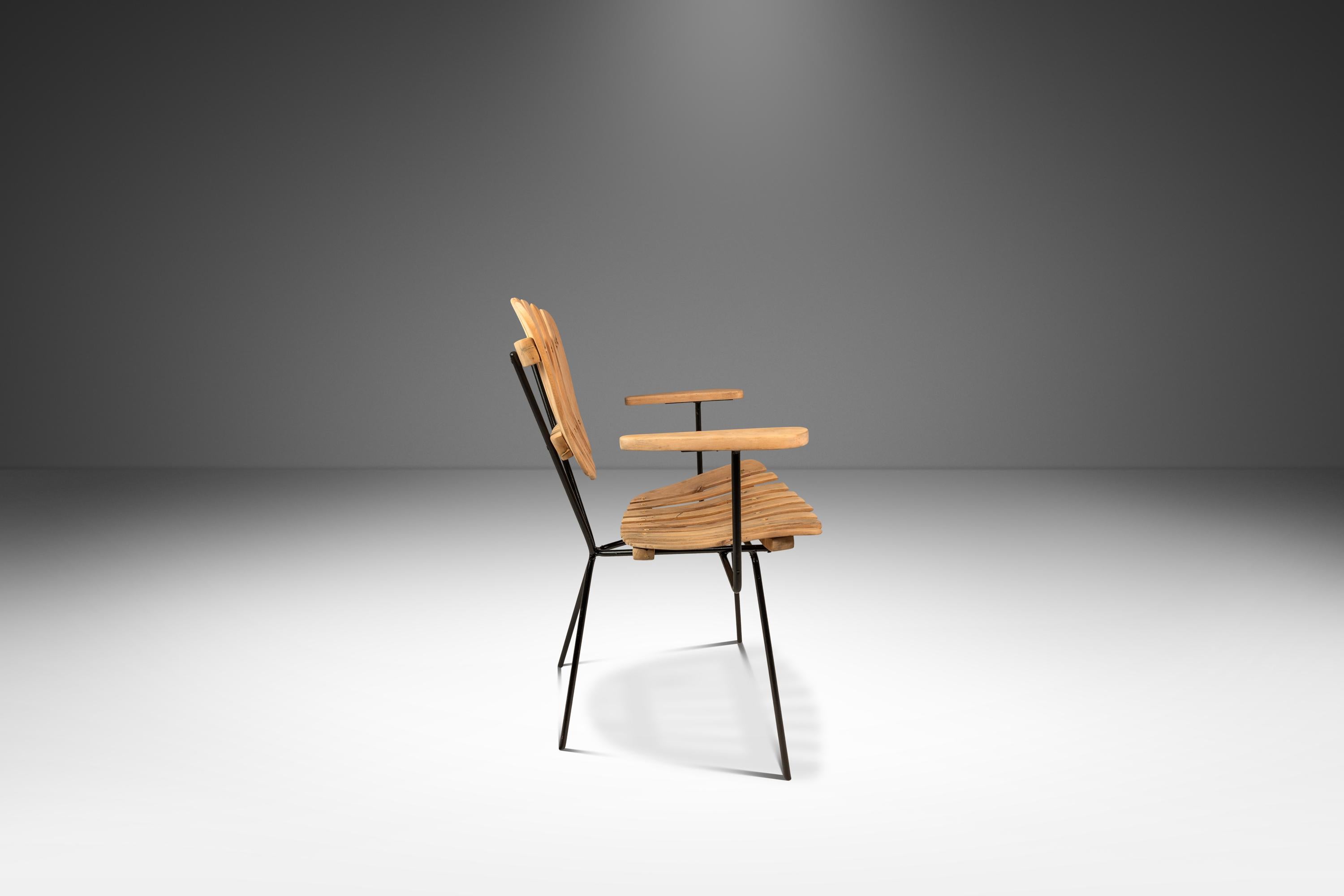 Set of 4 Restored Wrought Iron & Birch Chairs by Arthur Umanoff, USA, c. 1960s For Sale 3