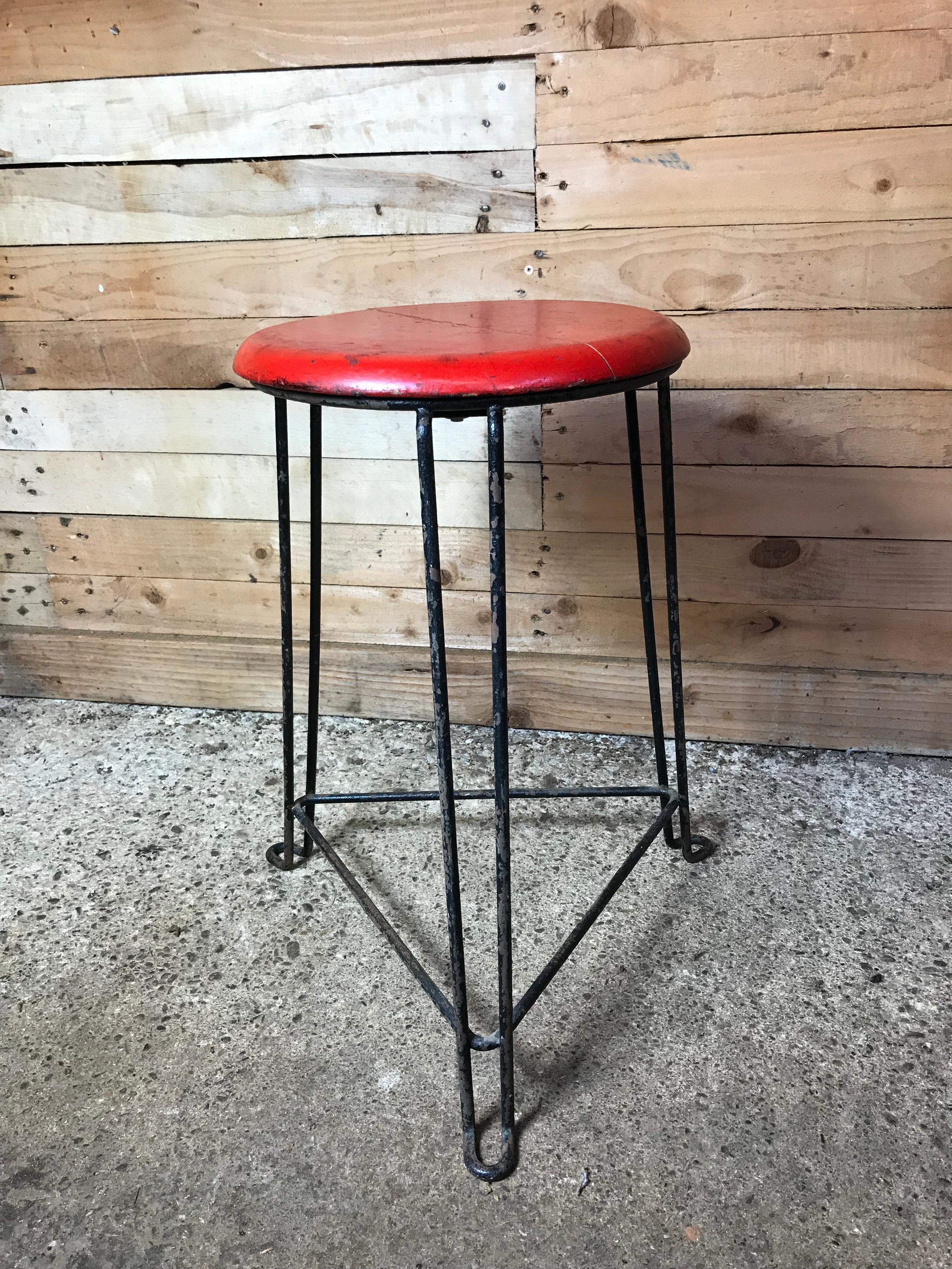 Retro 1960s wooden seat with metal frame Tomado stools set of 4.

 