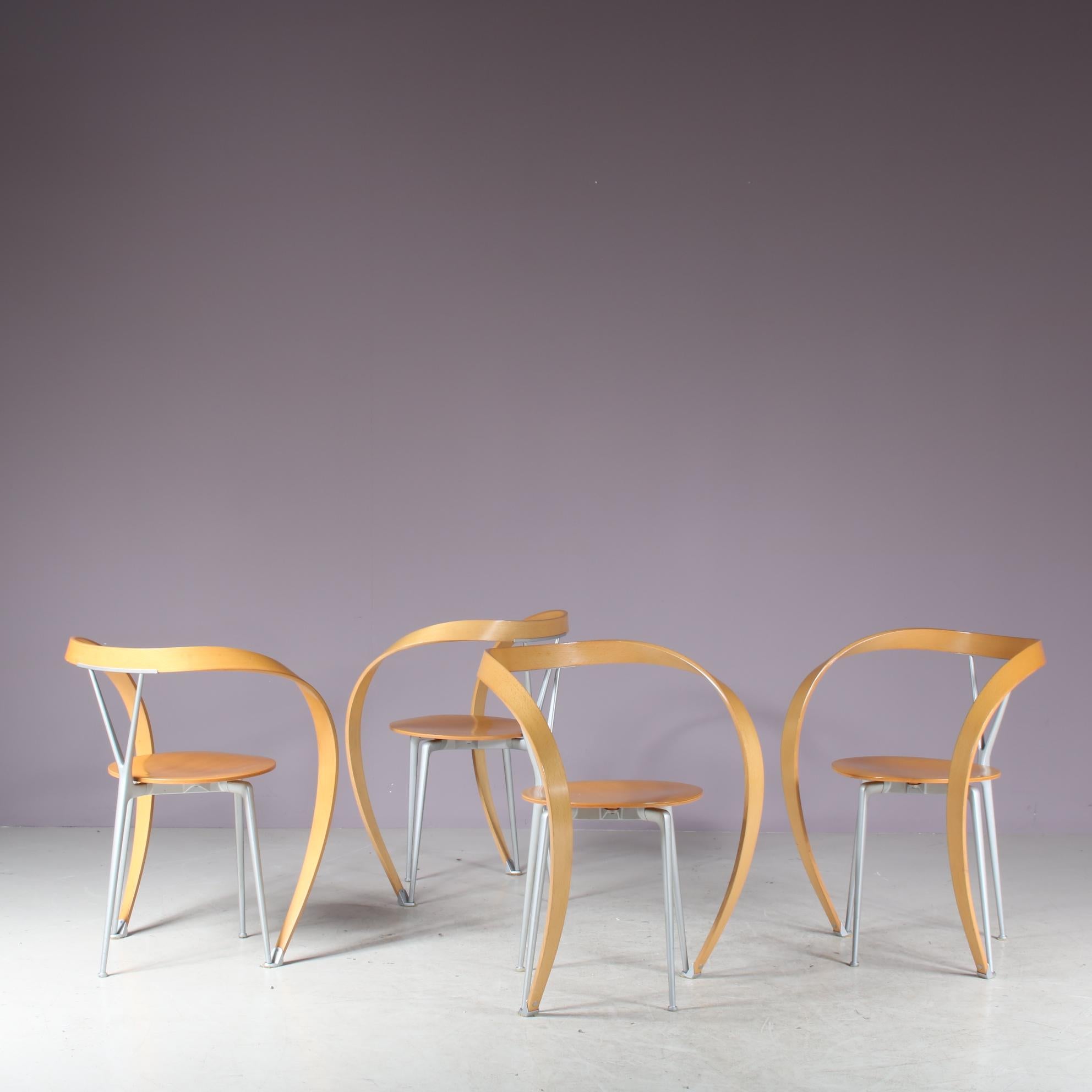 Italian Set of 4 “Revers” Chairs by Andrea Branzi for Cassina, Italy 1990 For Sale