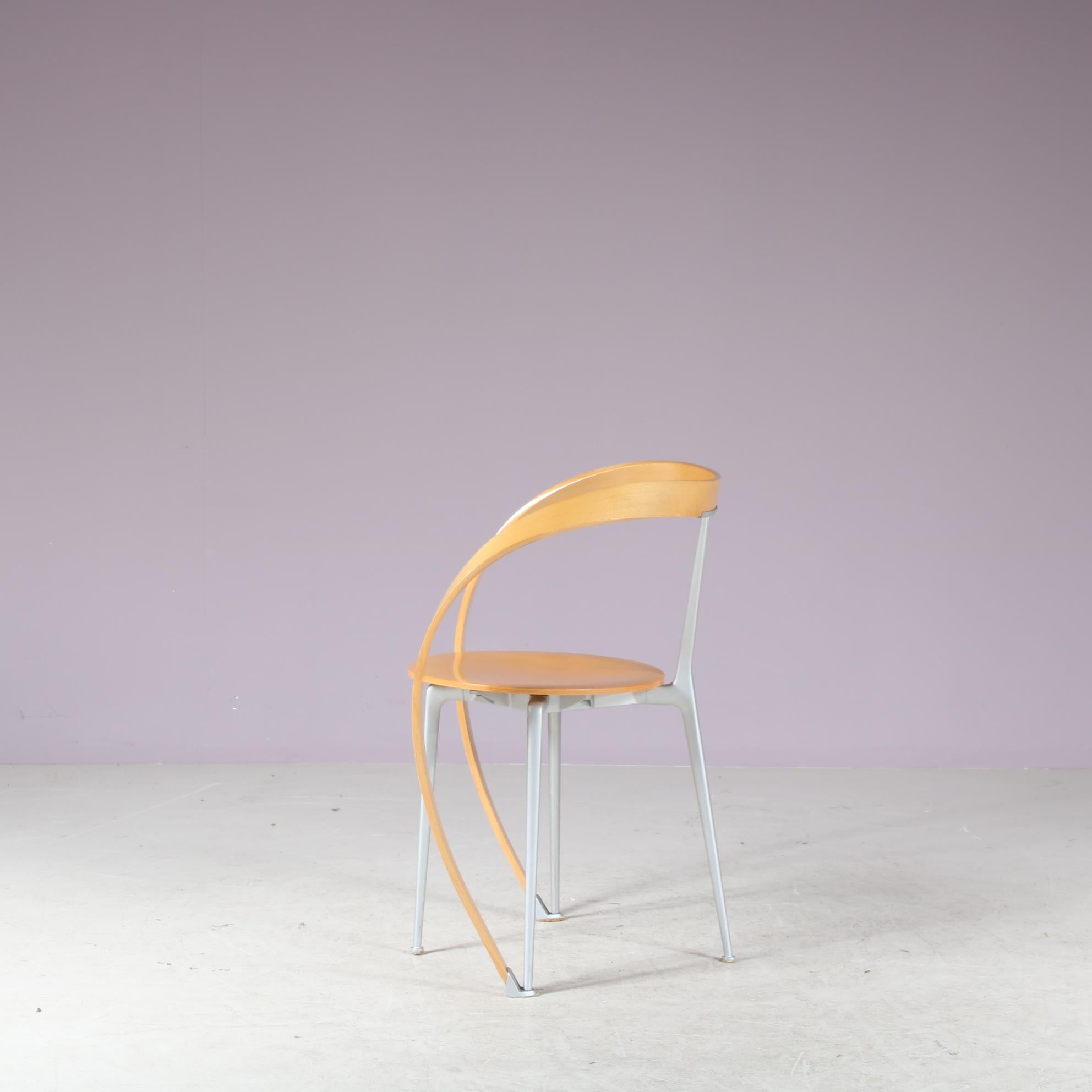 Aluminum Set of 4 “Revers” Chairs by Andrea Branzi for Cassina, Italy 1990 For Sale