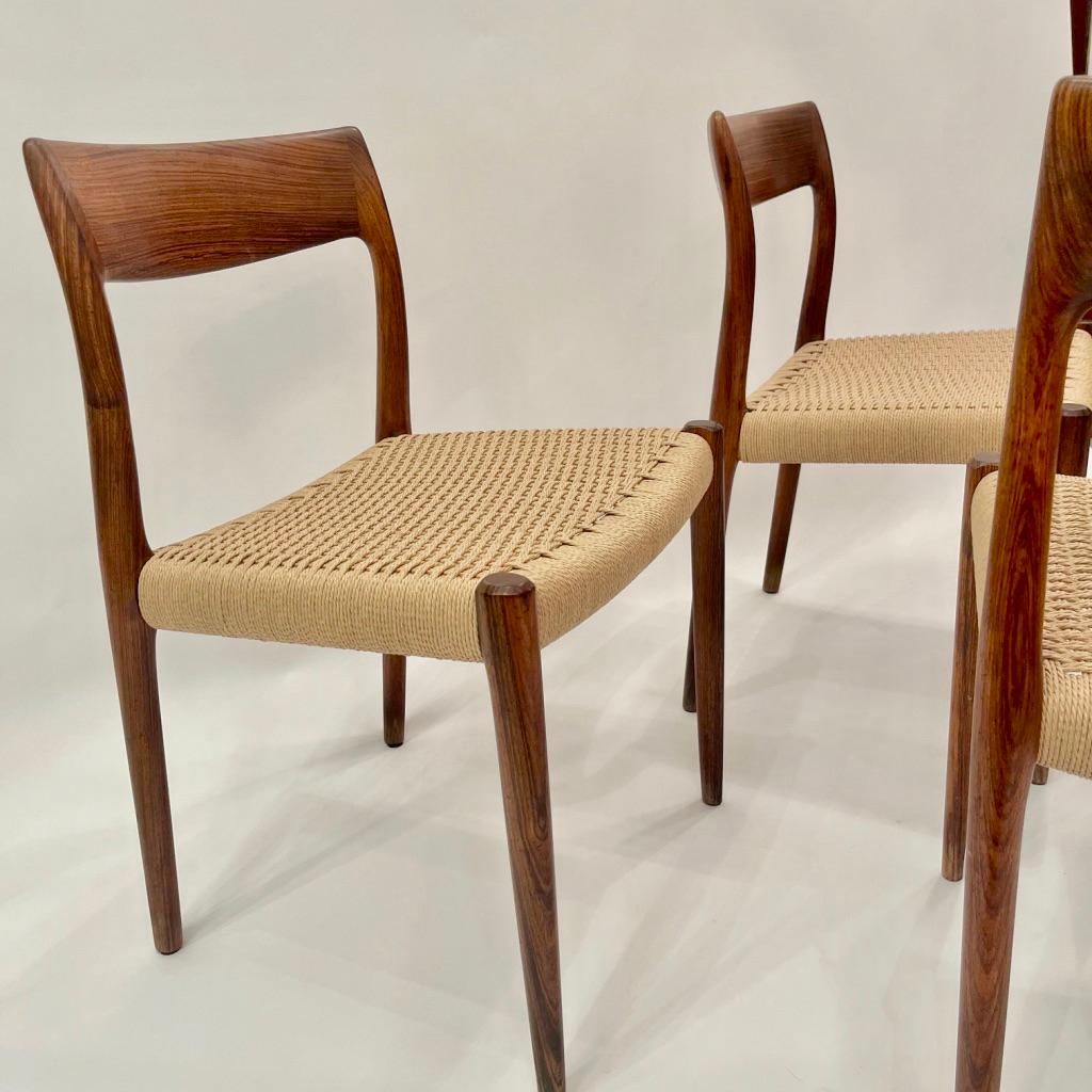4er Set Rio Palisander & Papierkordel Stühle n°77 von Niels O. Møller,  ca. 1950s im Angebot 5