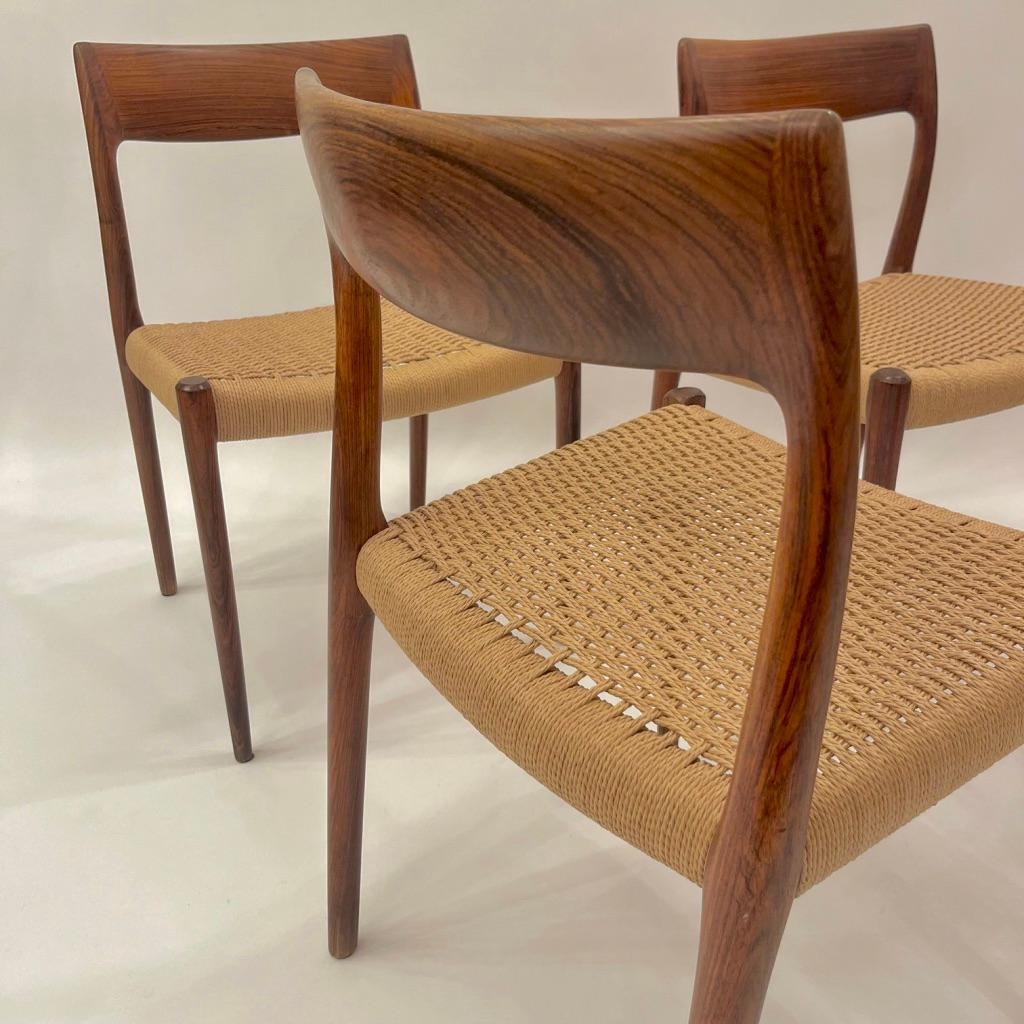 4er Set Rio Palisander & Papierkordel Stühle n°77 von Niels O. Møller,  ca. 1950s im Angebot 7