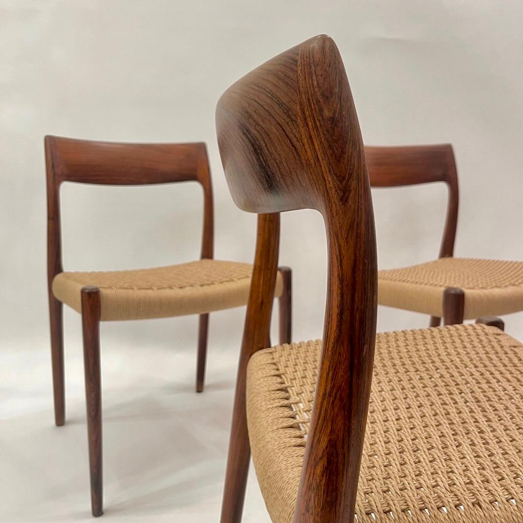 4er Set Rio Palisander & Papierkordel Stühle n°77 von Niels O. Møller,  ca. 1950s im Angebot 8