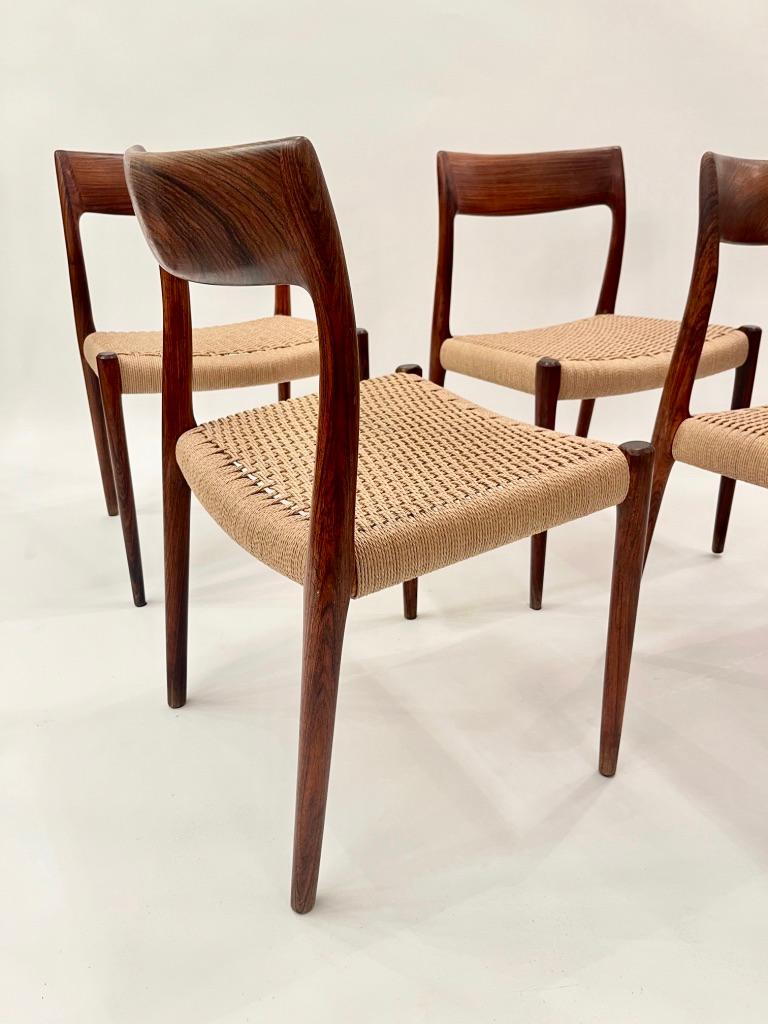 4er Set Rio Palisander & Papierkordel Stühle n°77 von Niels O. Møller,  ca. 1950s im Angebot 3