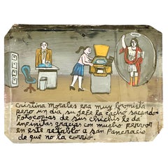 Set of 4 Risque "Urban Miracles" Mexican Retablos Attributed to Alfredo Vilchis