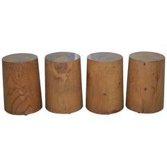 Vintage Set of 4 Riva 1920 Handmade in Italy Cedar Wood Stools Part Suite