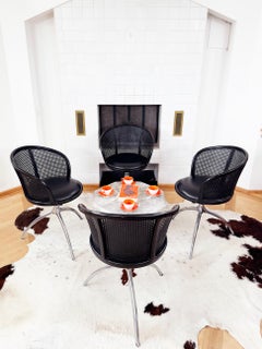 Set of 4 Rizzatto Alias 901 Young Lady Chairs Black Seat & Cane, Aluminum Frame