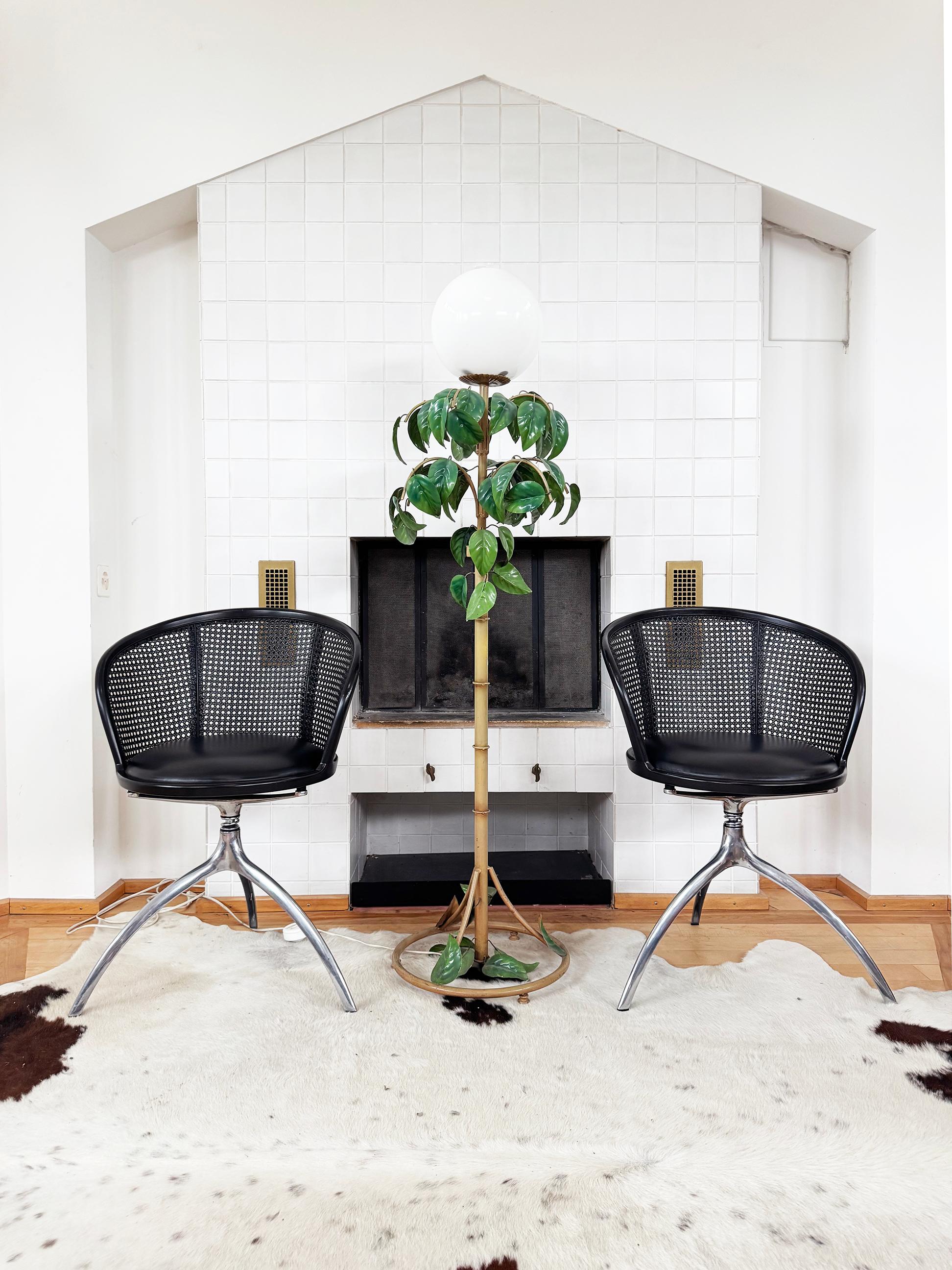 Lot de 4 chaises Rizzatto Alias 901 Young Lady, assise et canne noires, structure en aluminium en vente 13