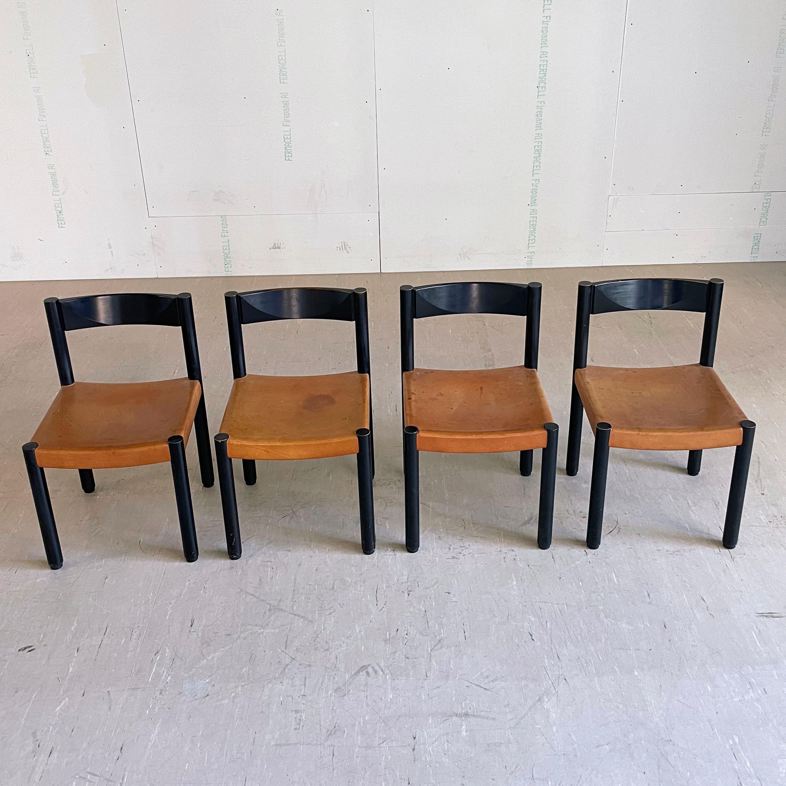 Brutalist Set of 4 Robert Haussmann dining chairs for Dietiker AG, Switzerland For Sale