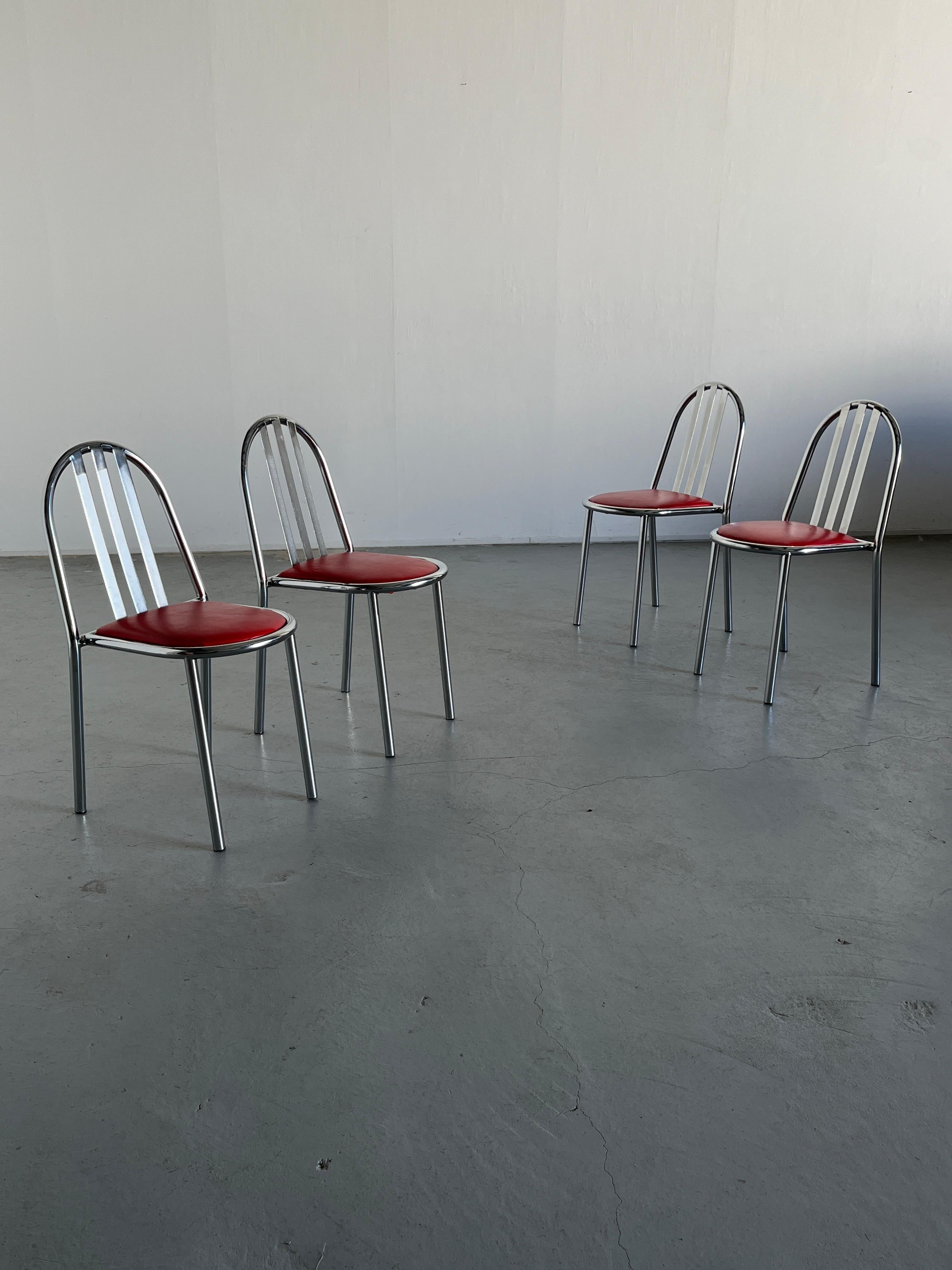Métal Ensemble de 4 chaises empilables modèle n° 222 de Robert Mallet-Stevens, Pallucco Italia en vente