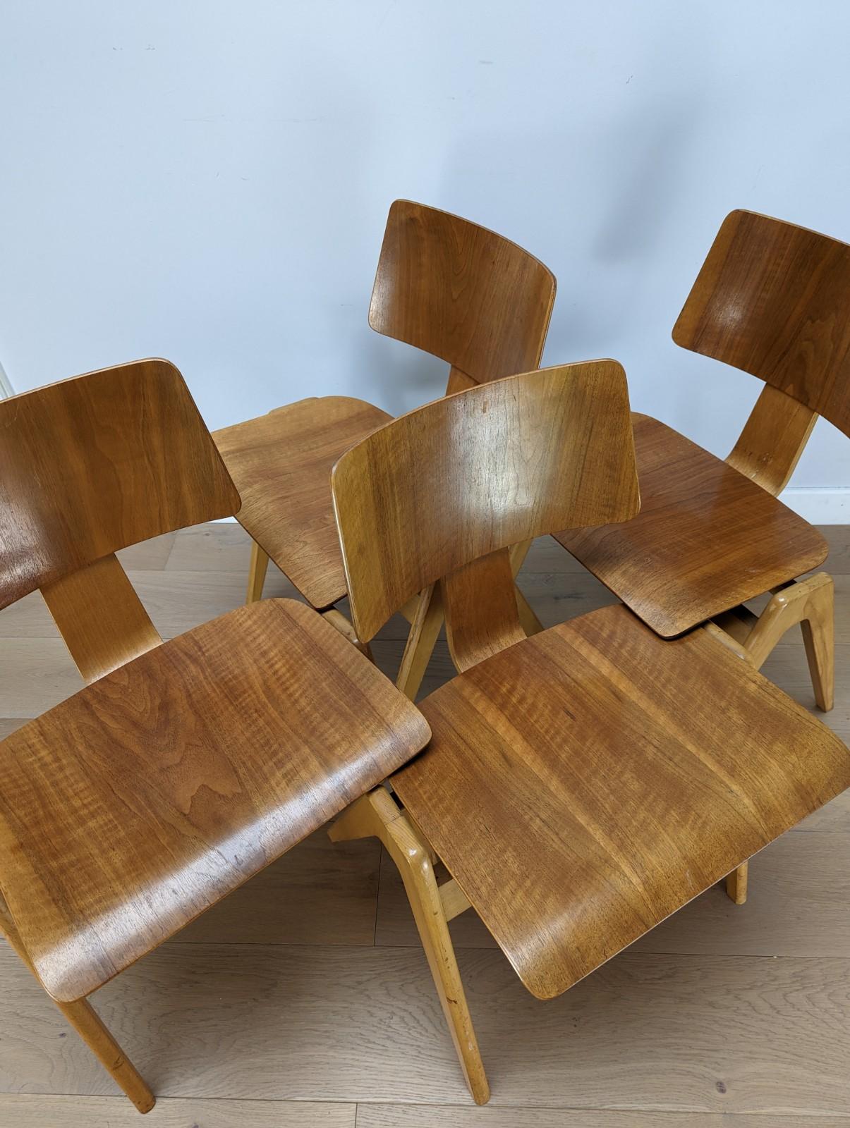 Set of 4 Robin Day Hillestak Dining Chairs for Hille - 1950s 3