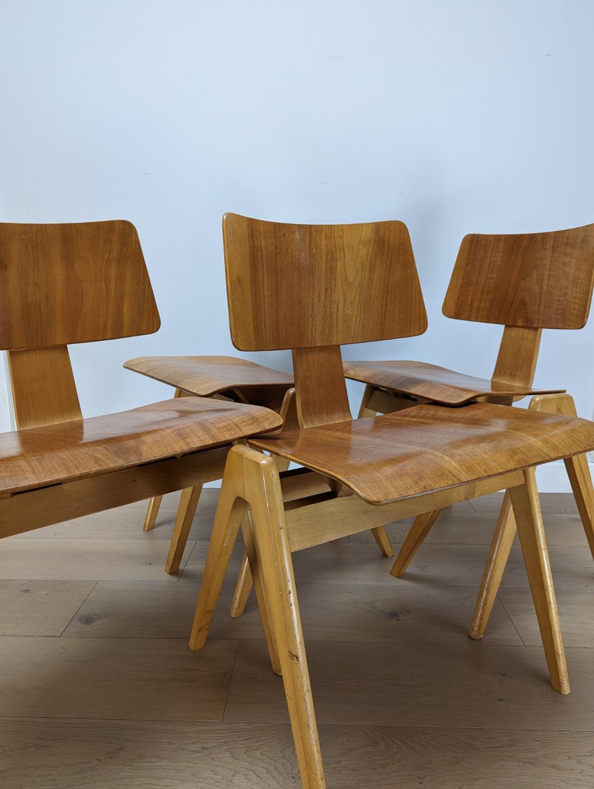 Set of 4 Robin Day Hillestak Dining Chairs for Hille - 1950s 5
