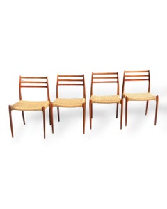 Set di 4 sedie da pranzo in teak danese con sedile ad anello Modello 78 di Niels Otto Moller