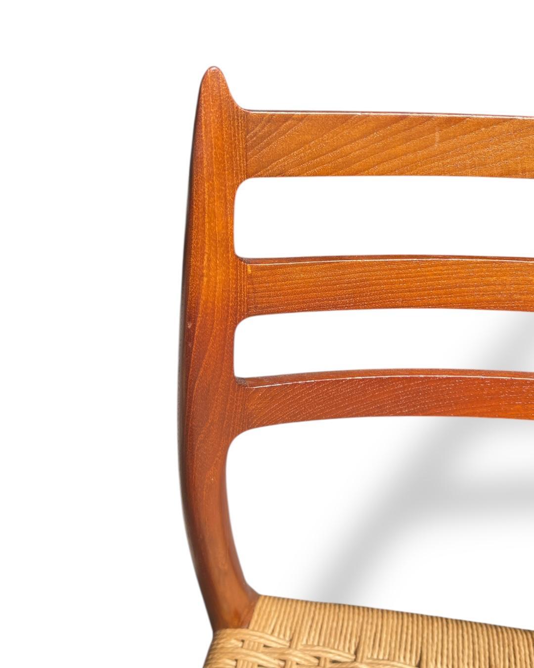 Set of 4 Roped Seat Danish Teak Dining Chairs Model 78 by Niels Otto Moller In Good Condition For Sale In Chattanooga, TN