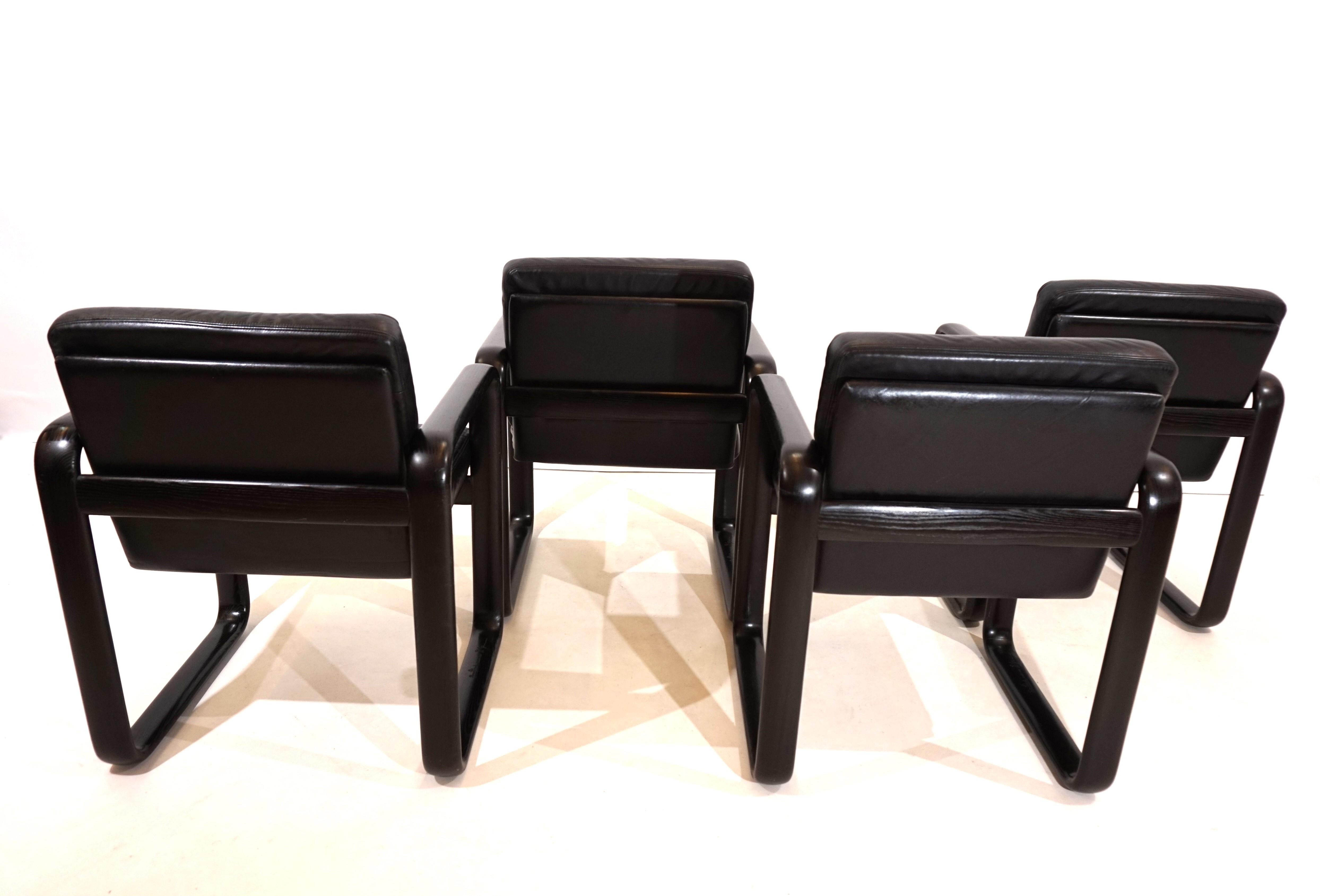 Ensemble de 4 chaises de salle à manger Rosenthal Hombre en cuir de Burkhard Vogtherr en vente 6