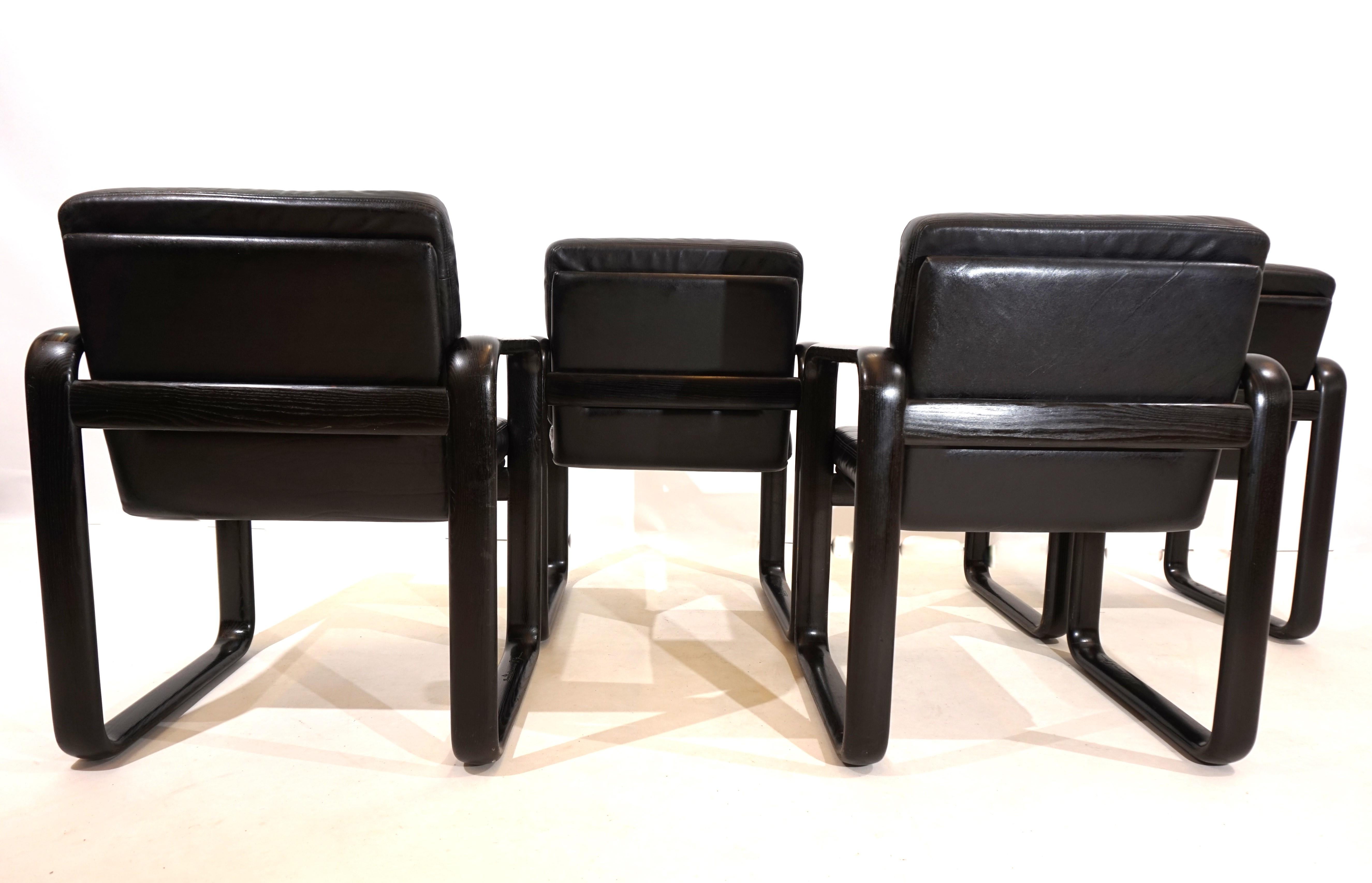 Fin du 20e siècle Ensemble de 4 chaises de salle à manger Rosenthal Hombre en cuir de Burkhard Vogtherr en vente
