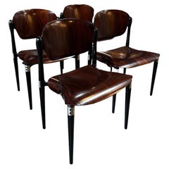 Set of 4 Rosewood and Black Lacquered "S83" Side Chairs by E.Gerli for Tecno