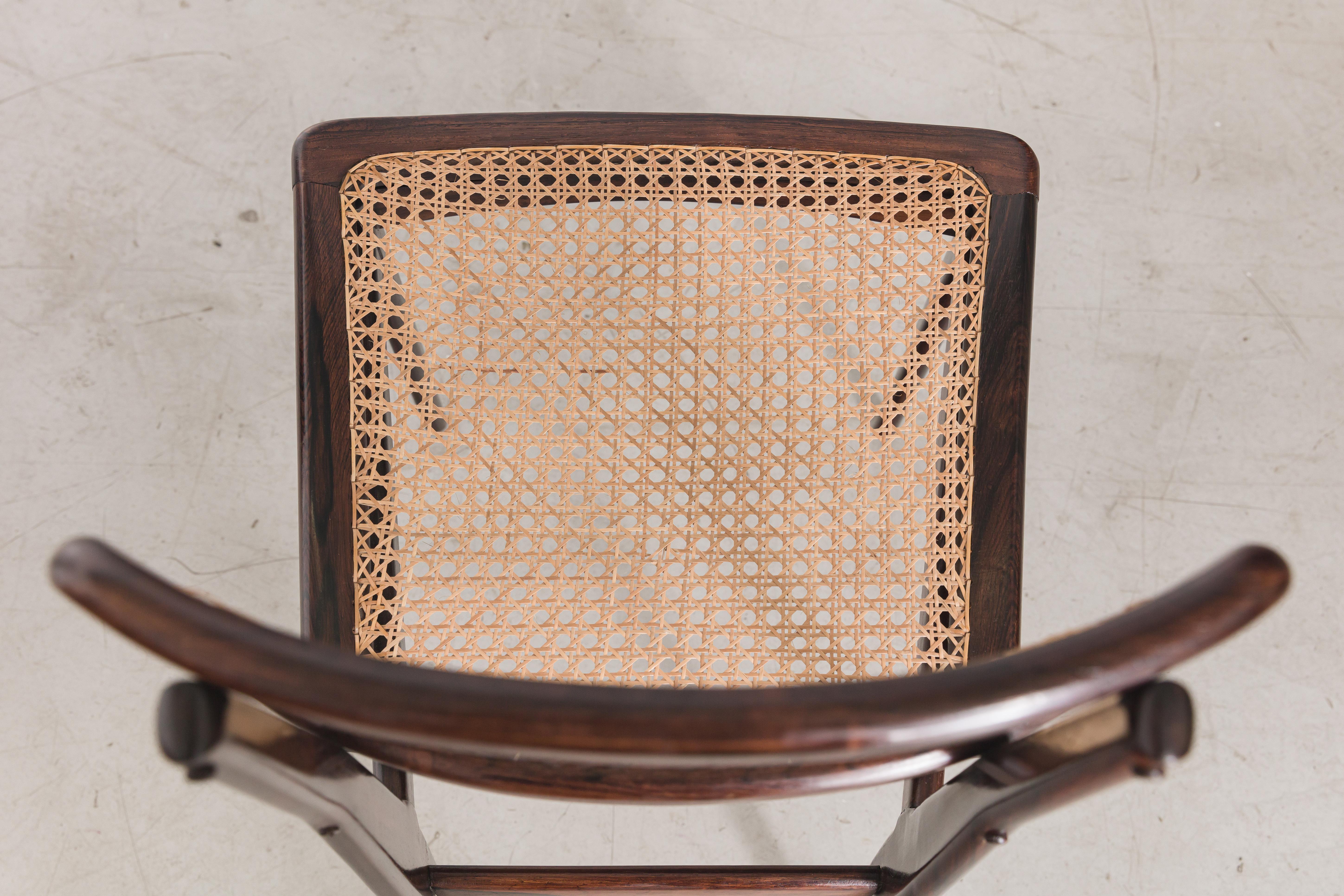 Set of 4 Rosewood and Cane Dining Chairs Carlo Hauner and Martin Eisler, 1955 In Good Condition For Sale In New York, NY