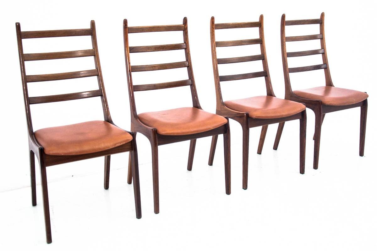 Scandinavian Modern Set of 4 Rosewood Chairs, Danish Design, 1960s