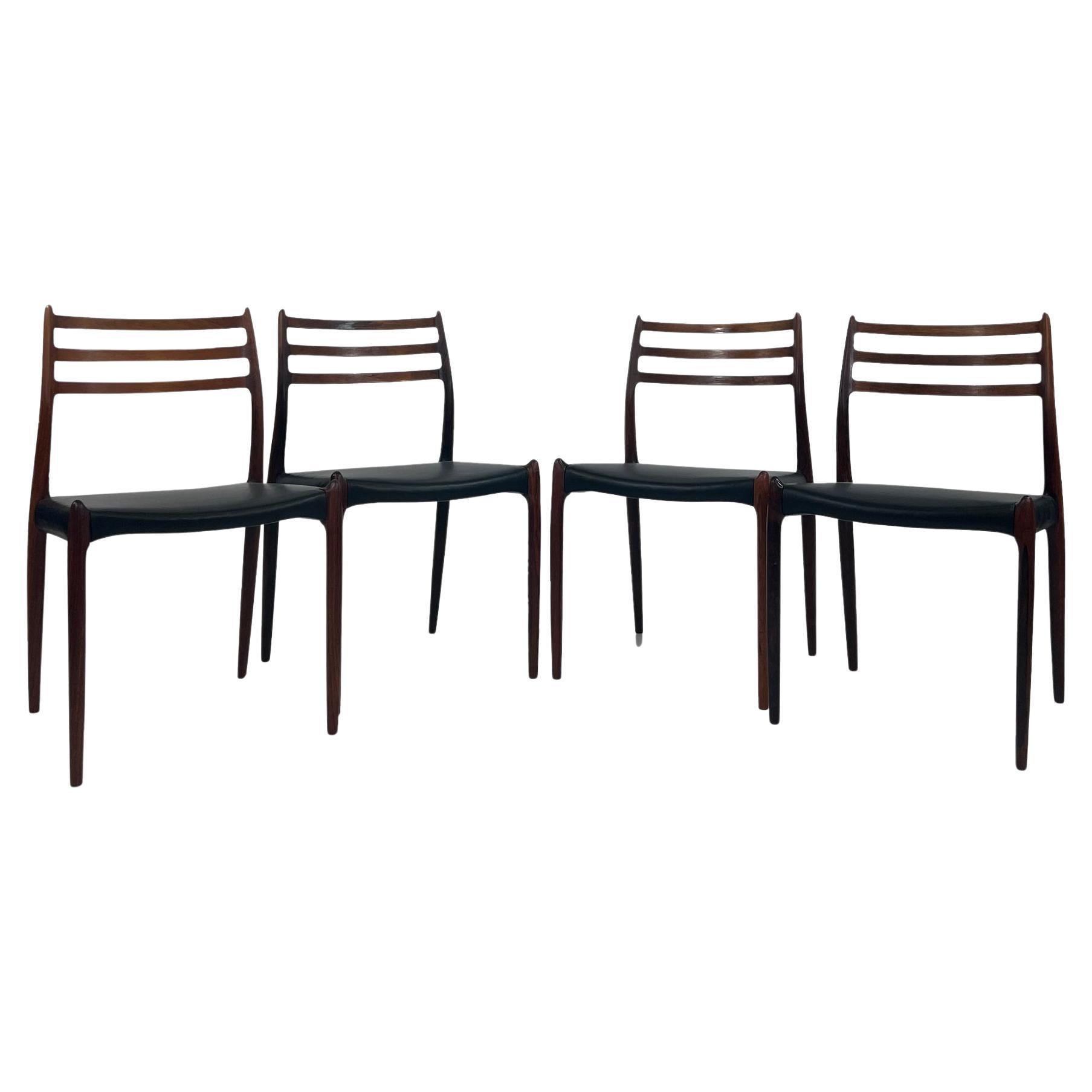 Ensemble de 4 chaises en bois de rose n° 78 par Niels O. Møller pour J.L. Møller Møbelfabrik
