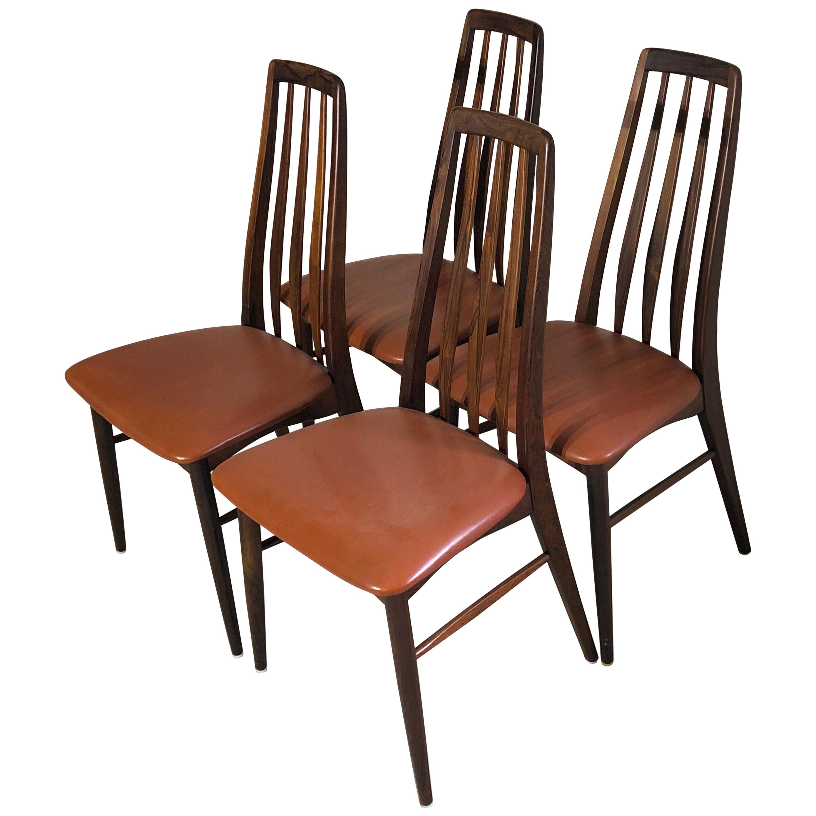 Set of 4 Rosewood Dining Chairs by Niels Kofod Larsen, Model Eva, Midcentury For Sale