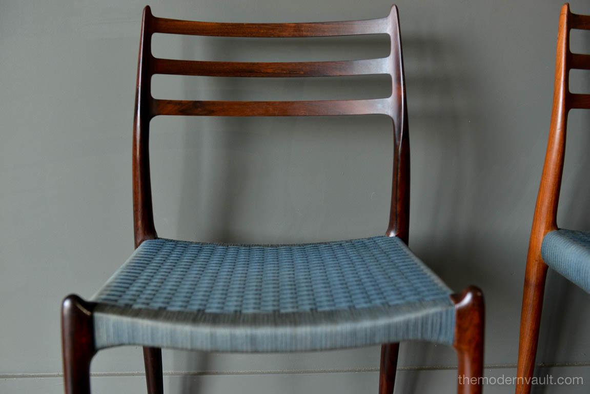 Mid-20th Century Set of 4 Rosewood Model 78 Dining Chairs by Niels O. Moller, circa 1960