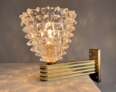 Set of 4 Rostrato wall lights in blown glass and brass by Barovier e Toso, Italy