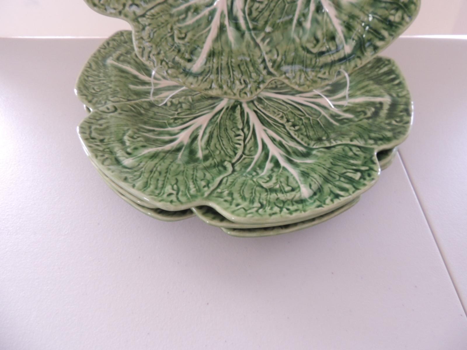 Set of '4' round large green cabbage dinner plates by Pinheiro
Size: 12
