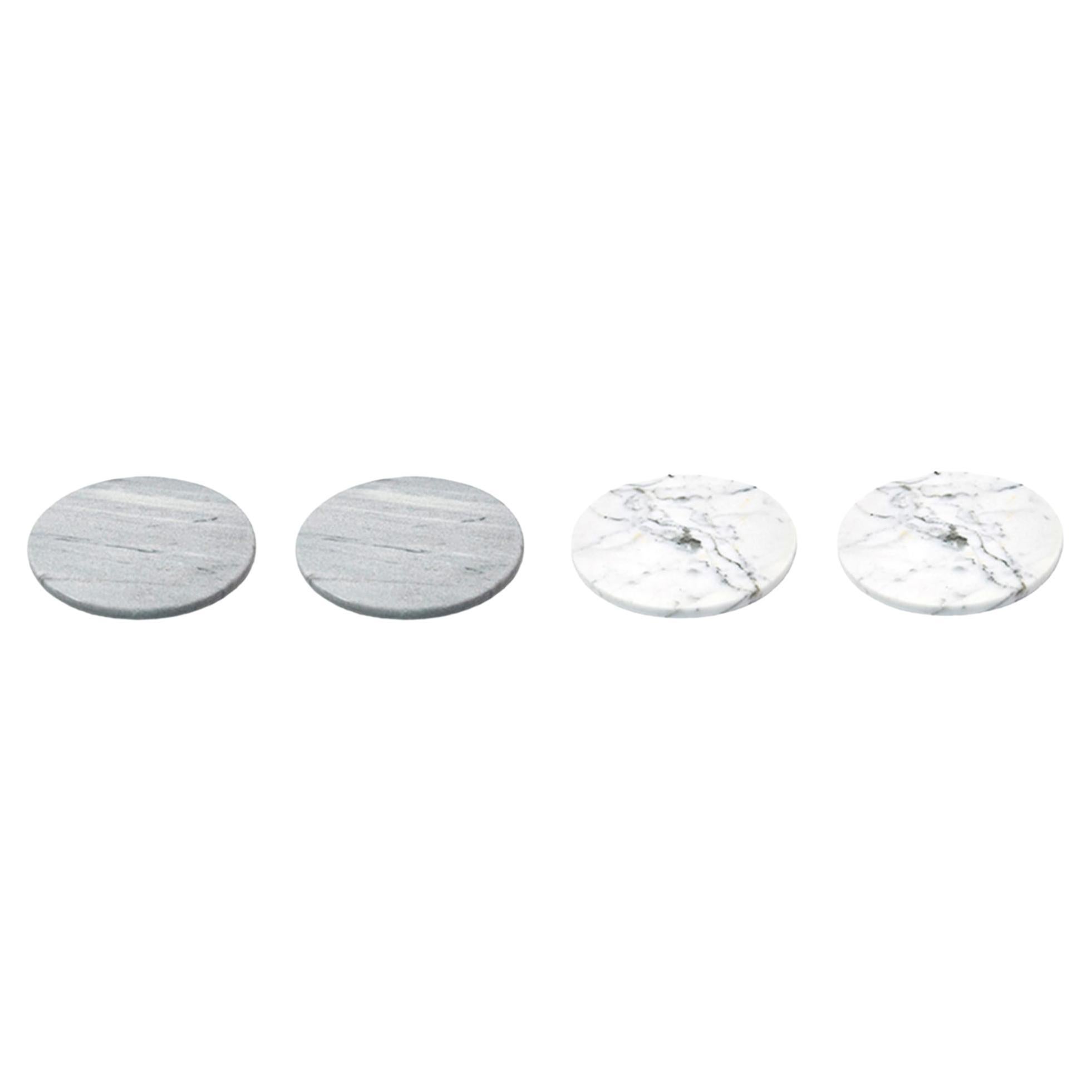 Set of 4 Round Marble Coasters For Sale
