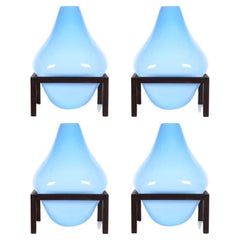Set Of 4 Round Square Blue Bubble Vase by Studio Thier & van Daalen