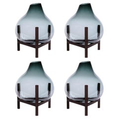 Set Of 4 Round Square Grey Triangular Vase by Studio Thier & van Daalen