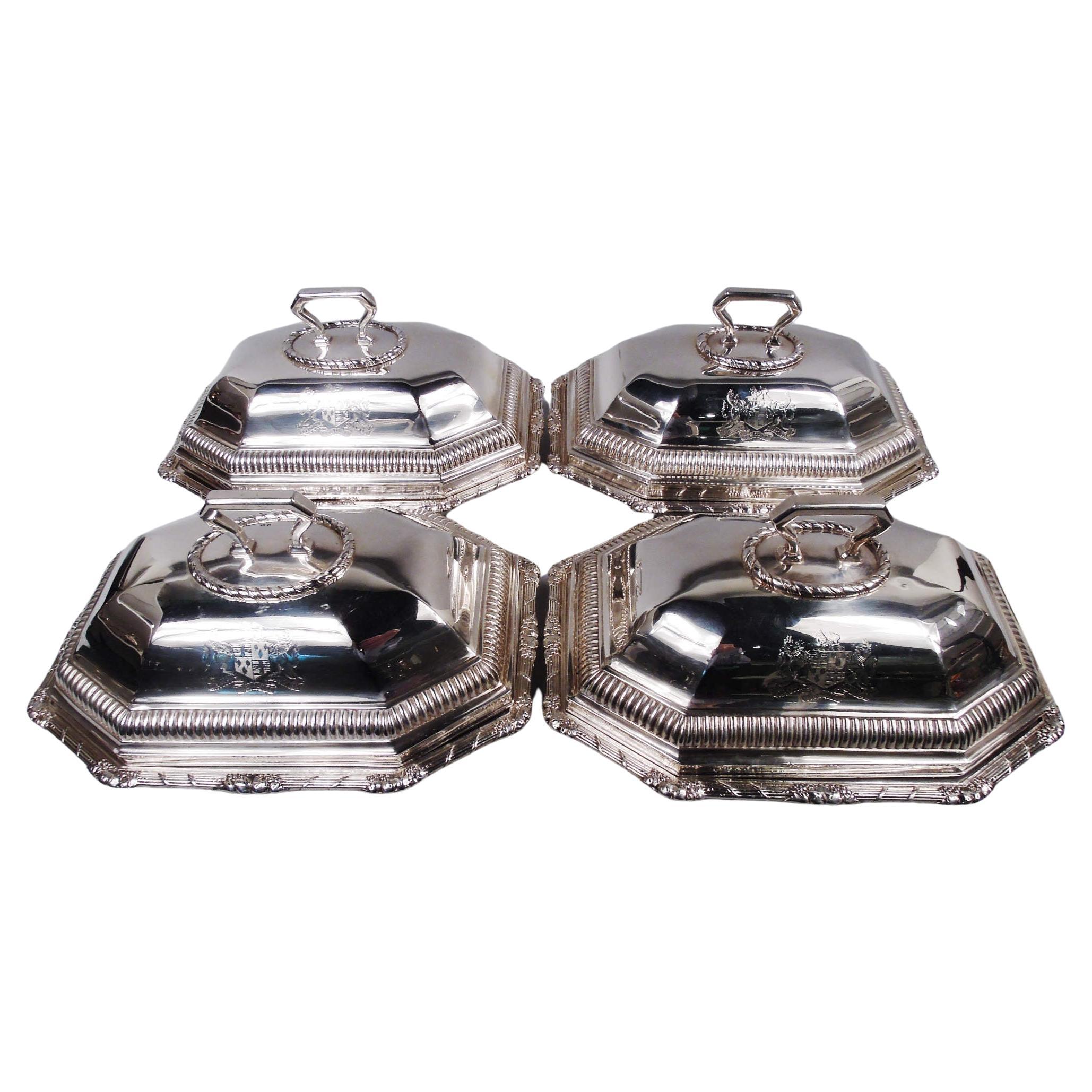 Set of 4 Rundell, Bridge & Rundell Entree Dishes with Royal Provenance