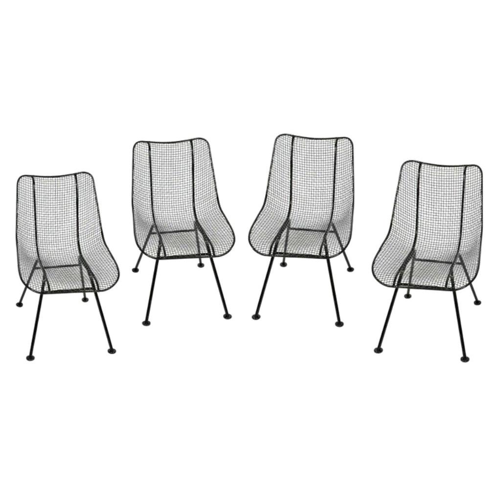 Set of 4 Russell Woodard Black "Sculptura" Dining Indoor Outdoor Side Chairs