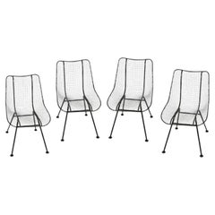 Set of 4 Russell Woodard Black Sculptura Dining Room Indoor Outdoor Side Chairs