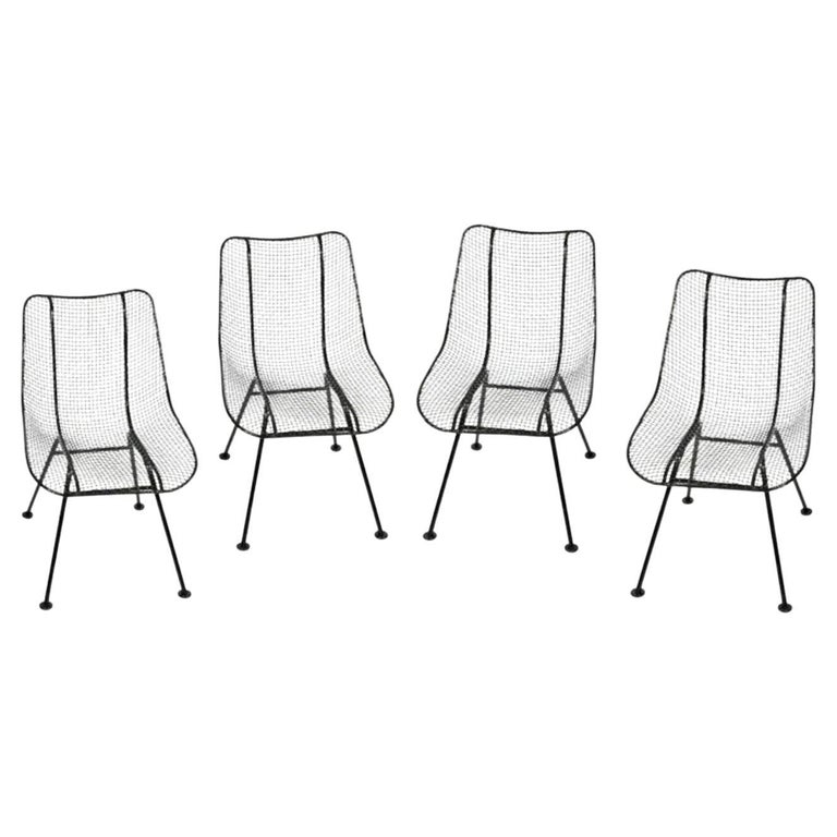 Set of 4 Russell Woodard Black Sculptura Dining Indoor Outdoor Side
