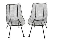 Satz von 4 Russell Woodard Schwarz Sculptura Dining Room Indoor Outdoor Side Chairs