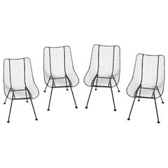 Satz von 4 Russell Woodard Schwarz Sculptura Dining Room Indoor Outdoor Side Chairs