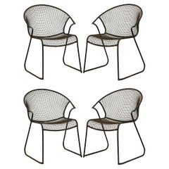 Set of 4 Russell Woodard Dining Chairs with Concave Seat & Curved Back