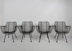 Set of 4 Russell Woodard Restored Iconic Sculptura Mesh Lounge Patio Arm Chairs