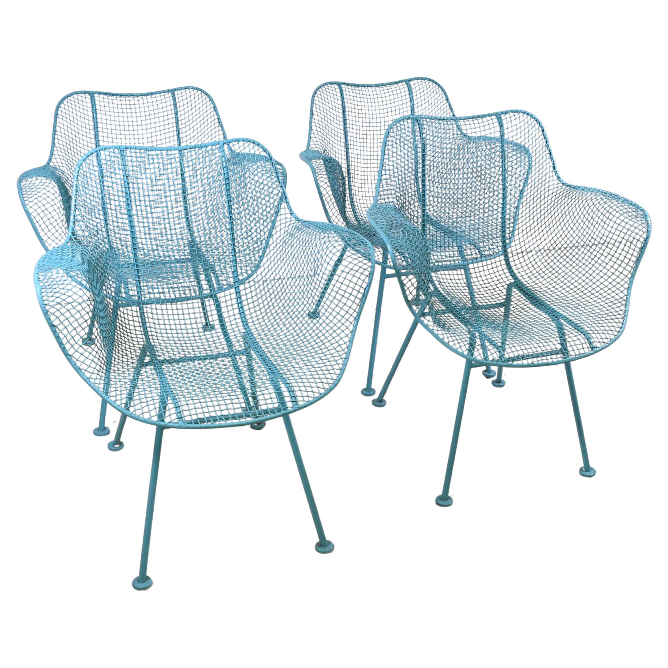 Set of 4 Russell Woodard Sculptura Wrought Iron Patio Chairs