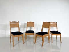 Set of 4 Russian Chairs, Birch Veneer, Early 19th Century