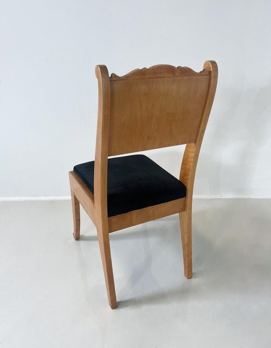 Set of 4 Russian Chairs, Birch Veneer, Early 19th Century For Sale 3