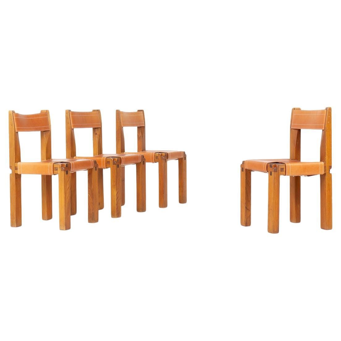 Set of 4 S11 Chairs by Pierre Chapo, 1960