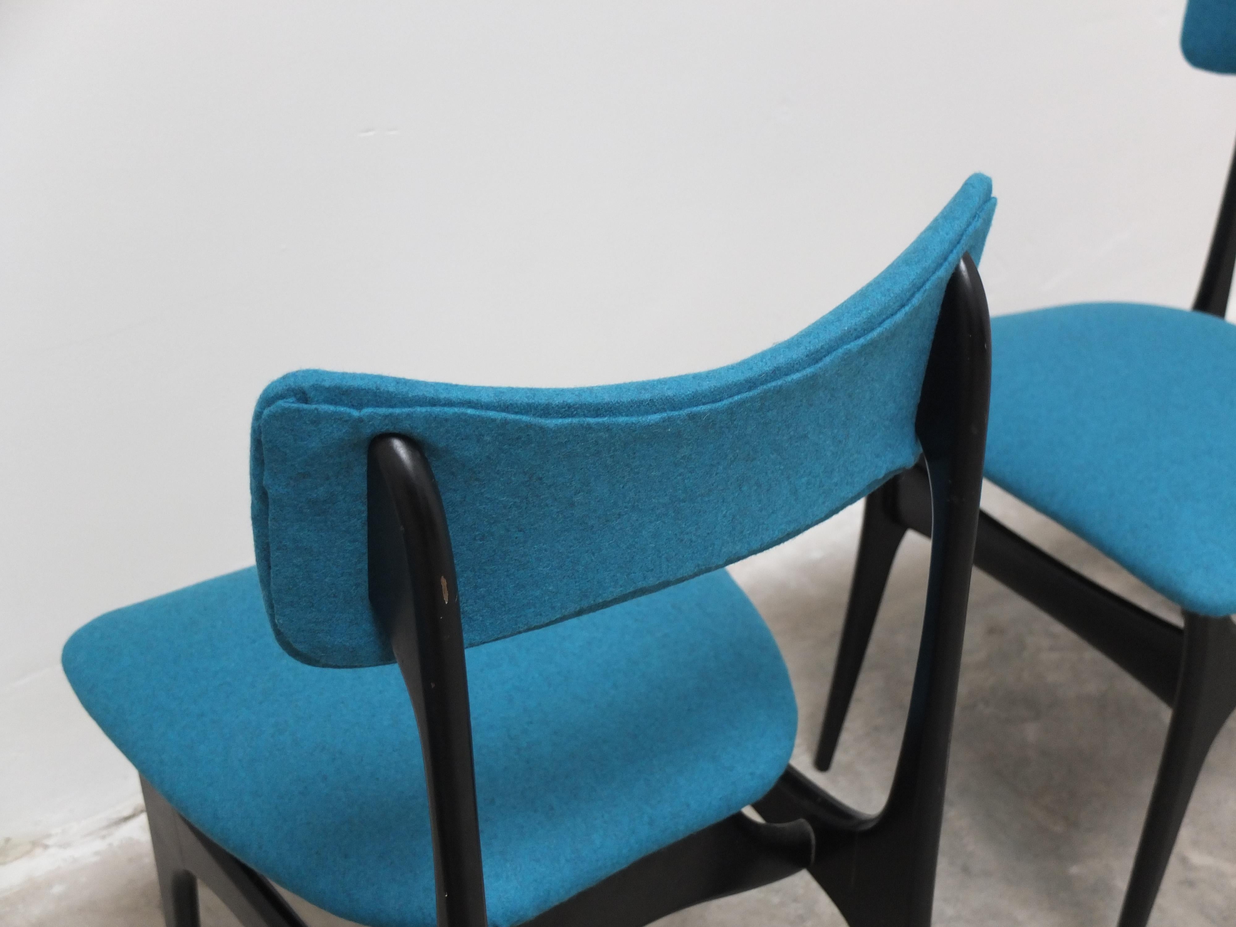 Ensemble de 4 chaises de salle à manger 'S3' par Alfred Hendrickx pour Belform, années 1950 en vente 6