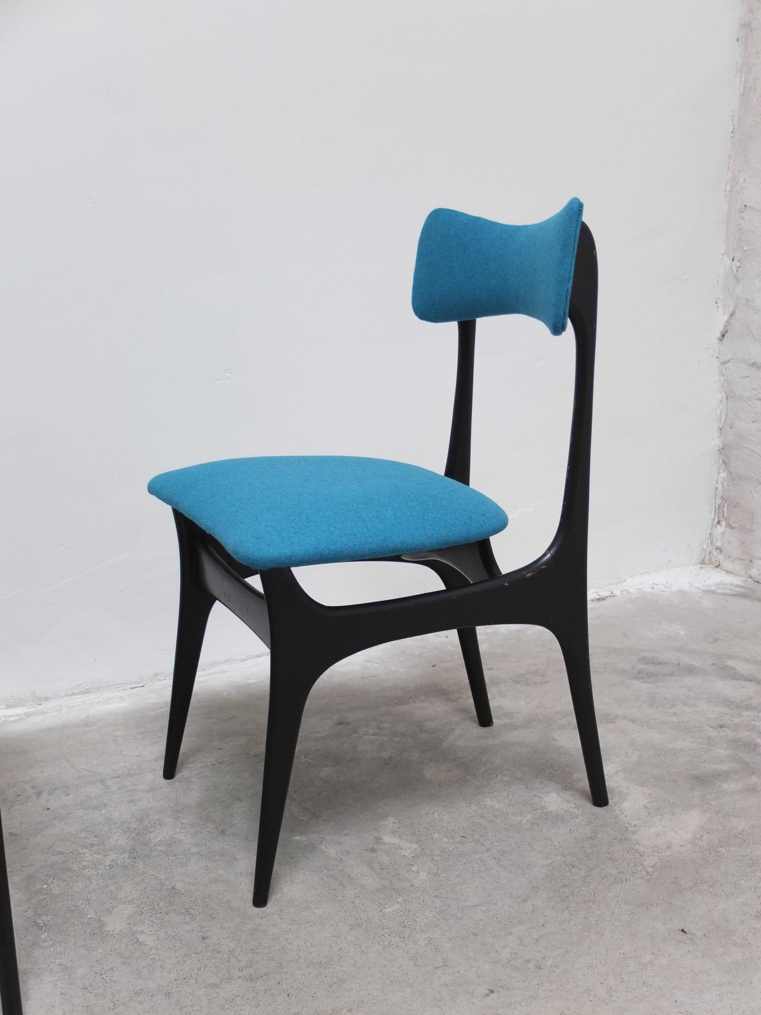 Ensemble de 4 chaises de salle à manger 'S3' par Alfred Hendrickx pour Belform, années 1950 en vente 7