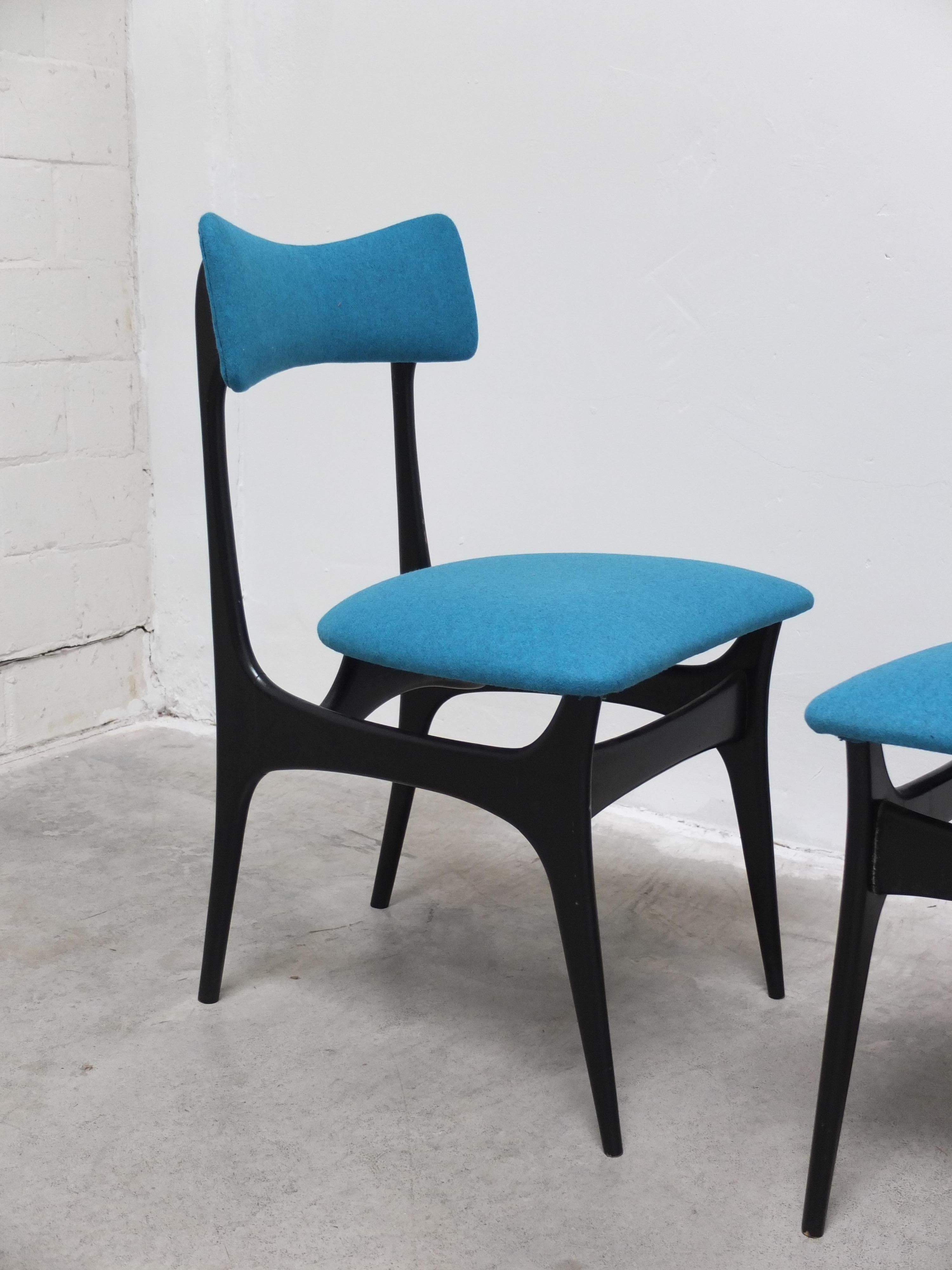 Ensemble de 4 chaises de salle à manger 'S3' par Alfred Hendrickx pour Belform, années 1950 en vente 8