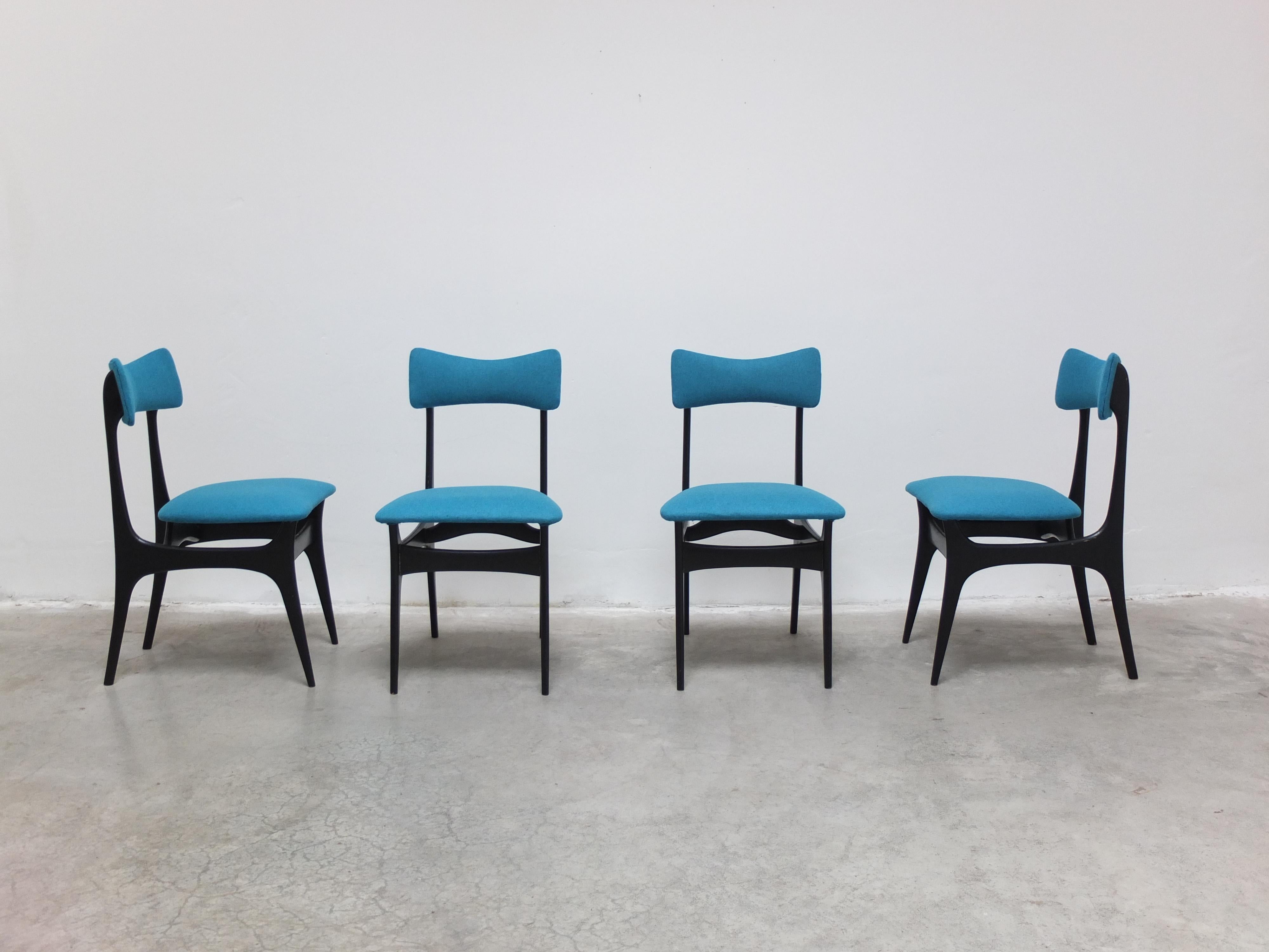 Ensemble de 4 chaises de salle à manger 'S3' par Alfred Hendrickx pour Belform, années 1950 en vente 10