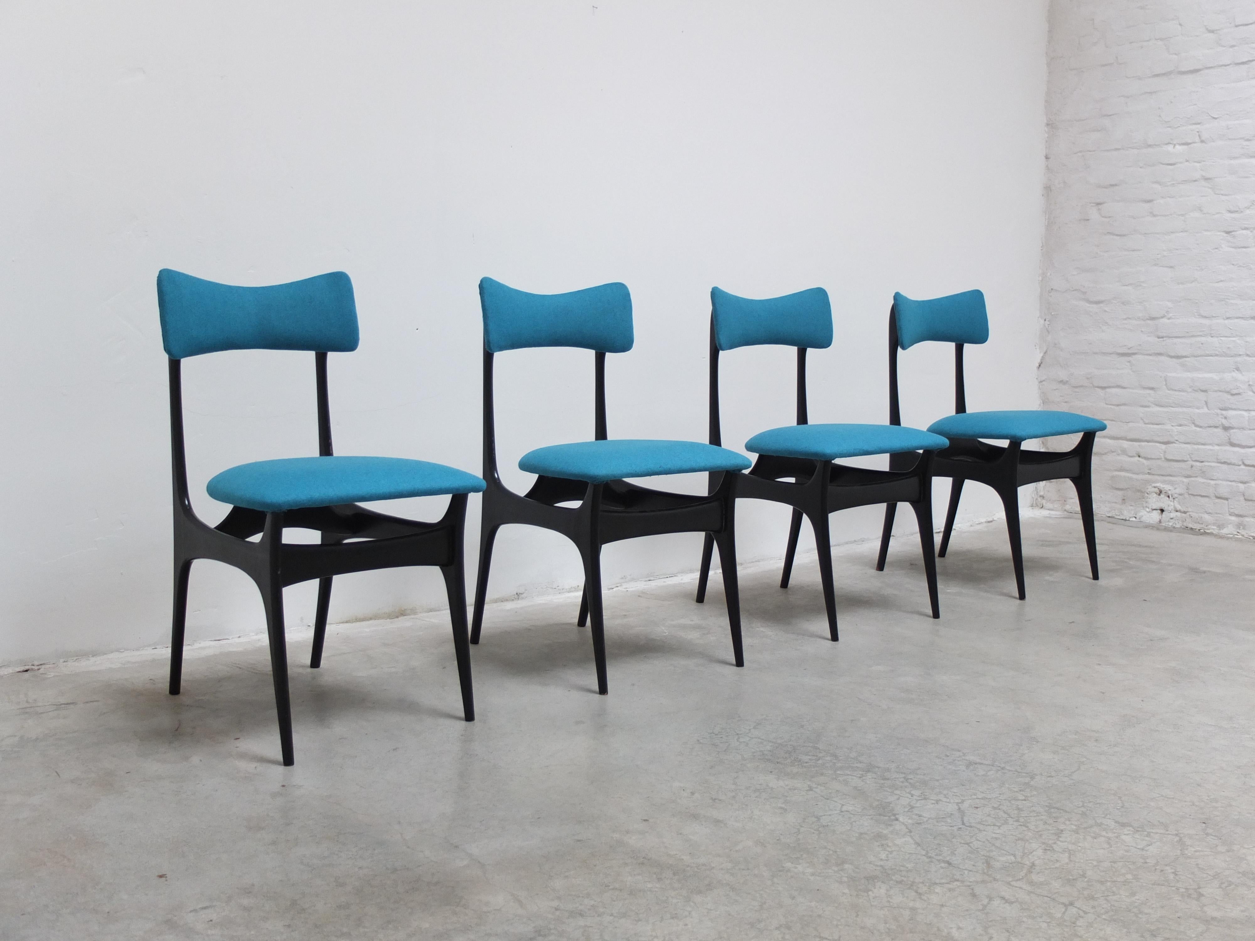 Ensemble de 4 chaises de salle à manger 'S3' par Alfred Hendrickx pour Belform, années 1950 Bon état - En vente à Antwerpen, VAN
